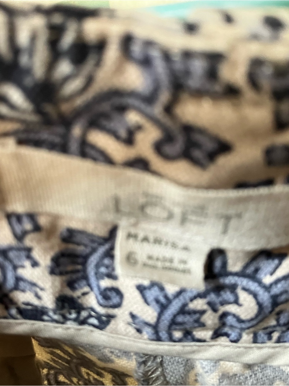 LOFT Navy and White Printed Cropped Pants - Picture 3 of 4